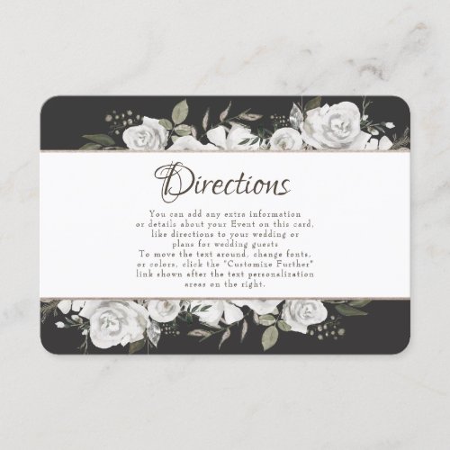 Vintage Cherish White Floral Wedding Directions Enclosure Card