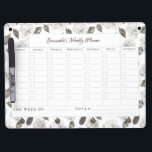 Vintage Cherish White Floral Weekly To-Do Planner Dry Erase Board With Keychain Holder<br><div class="desc">Vintage Cherish White Floral & Rose Gold Painted Roses and Flowers. A Vintage Classic and Elegant Look, and Plenty of Gray, Ivory White, Rose Gold, Dusty Pink, Pine Green, and Gray leaves and foliage. With Hand Painted Floral elements, Vintage Classic Script Fonts and Stylish Rose Gold Glitter Foil Frame &...</div>