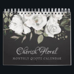 Vintage Cherish White Floral Your Custom Quotes Calendar<br><div class="desc">Vintage Cherish White Floral & Rose Gold Painted Roses and Flowers. A Vintage Classic and Elegant Look, and Plenty of Gray, Ivory White, Rose Gold, Dusty Pink, Pine Green, and Gray leaves and foliage. With Hand Painted Floral elements, Vintage Classic Script Fonts and Stylish Rose Gold Glitter Foil Frame &...</div>
