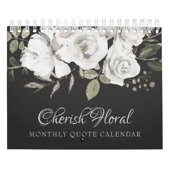 Vintage Cherish White Floral Your Custom Quotes Calendar Zazzle