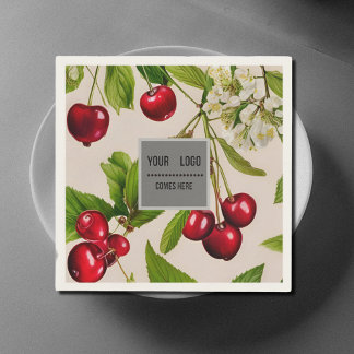Vintage Cherries - add logo Napkins