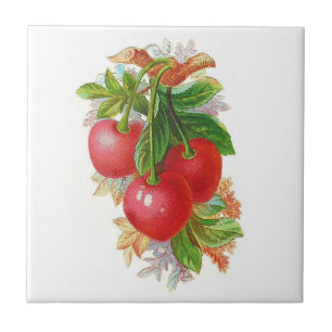 Vintage Cherries Ceramic Tile