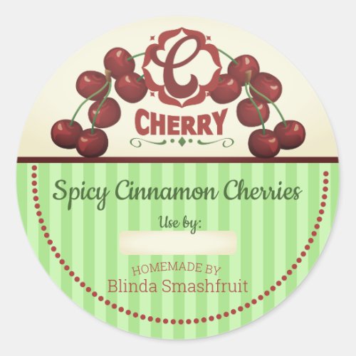 vintage cherries cherry fruit personalized canning classic round sticker