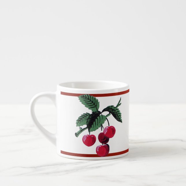 Vintage Cherries Espresso Cup (Left)