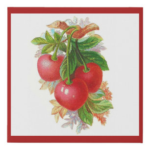 Vintage Cherries Faux Canvas Print