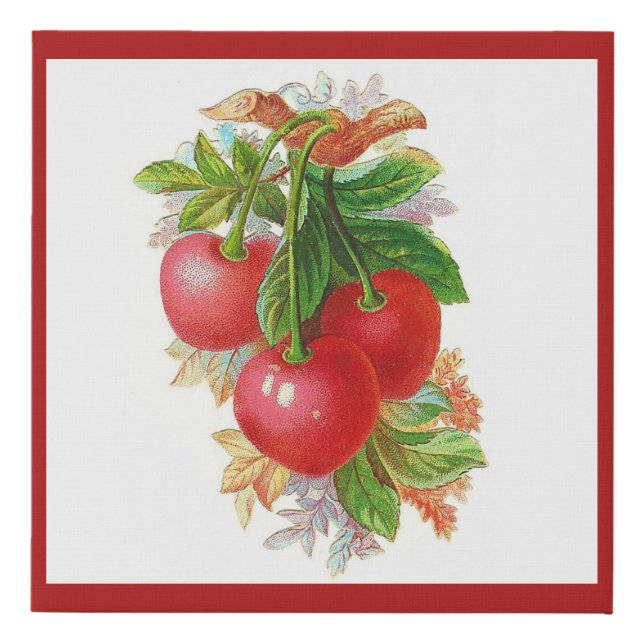 Vintage Cherries Faux Canvas Print (Front)