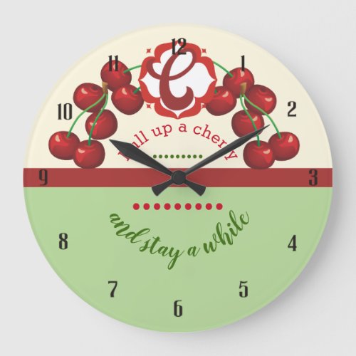 Vintage cherries fruit kitchen clock