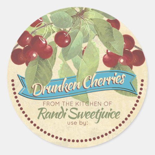 Vintage cherries jam preserves home canning label