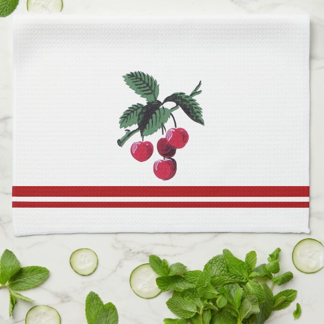 Vintage Cherries Kitchen Towel (Folded)