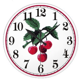 Vintage Cherries Large Clock