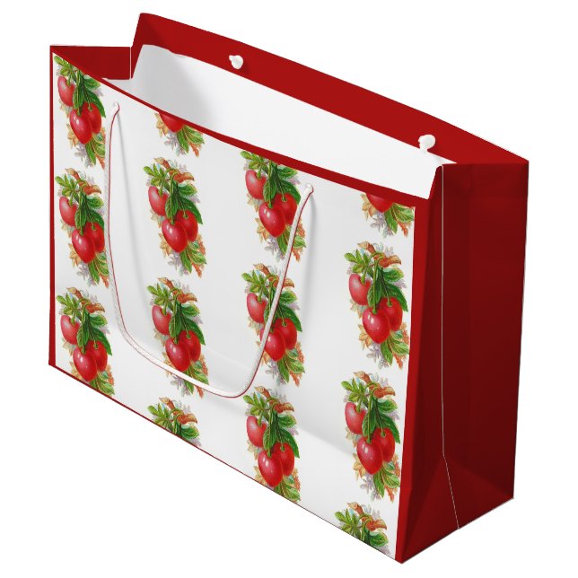 Vintage Cherries Large Gift Bag (Front Angled)