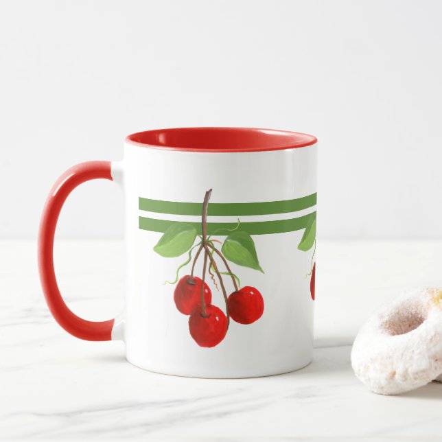 Vintage Cherries Mug (With Donut)