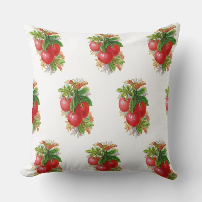Vintage Cherries Throw Pillow (Front)