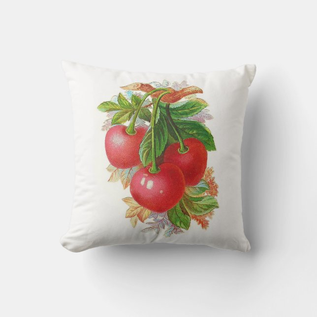 Vintage Cherries Throw Pillow (Front)