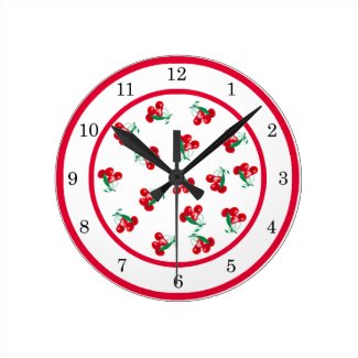 Vintage Cherries Wall Clock