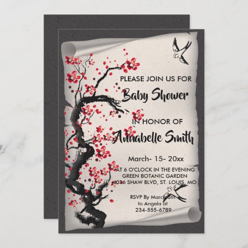 Vintage Cherry Blossom     Baby Shower Invitation