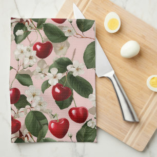 Vintage Cherry Blossom Botanical Pink Garden Kitchen Towel