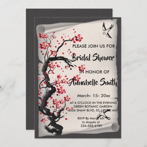 Vintage Cherry Blossom   Bridal Shower Invitation