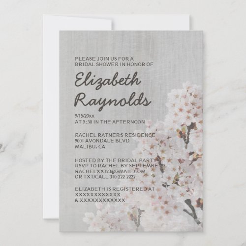 Vintage Cherry Blossom Bridal Shower Invitations