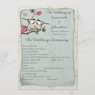 Vintage Cherry Blossom Chickadee Damask Programs