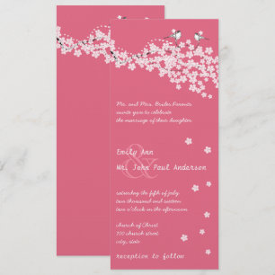 Vintage Cherry Blossom Chickadee Damask Wedding Invitation