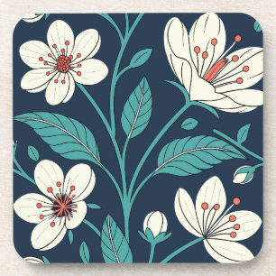 Vintage Cherry Blossom – Elegant Seamless Beverage Coaster