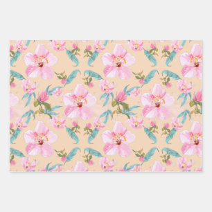 Vintage Cherry Blossom Illustration Wrapping Paper Sheets