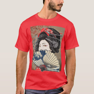 Vintage Cherry Blossom Japanese Geisha Girl T-Shirt