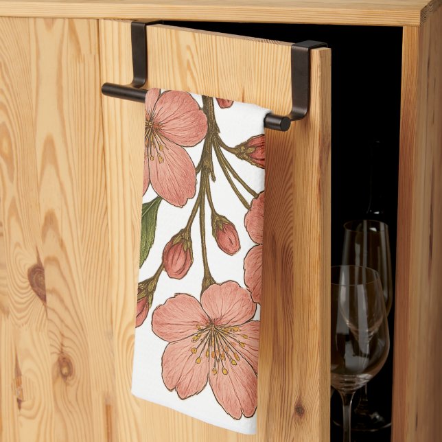 Vintage Cherry Blossom Kitchen Towel (Thirds Fold)
