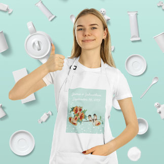 Vintage Cherry Blossom Love Bird Peach Mint Adult Apron