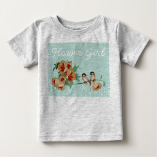 Vintage Cherry Blossom Love Bird Peach Mint Baby T-Shirt
