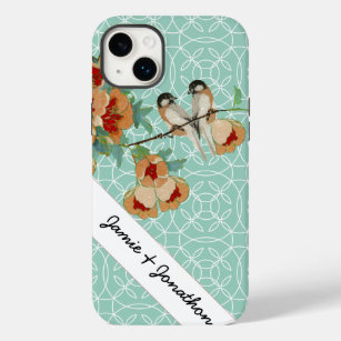 Vintage Cherry Blossom Love Bird Peach Mint Case-Mate iPhone 14 Plus Case