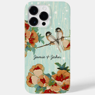 Vintage Cherry Blossom Love Bird Peach Mint Case-Mate iPhone 14 Pro Max Case