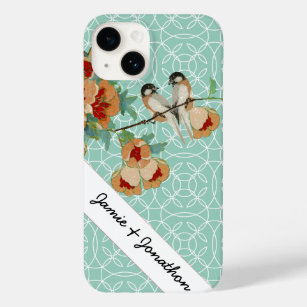 Vintage Cherry Blossom Love Bird Peach Mint Case-Mate iPhone 14 Case