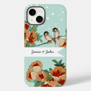 Vintage Cherry Blossom Love Bird Peach Mint Case-Mate iPhone 14 Case