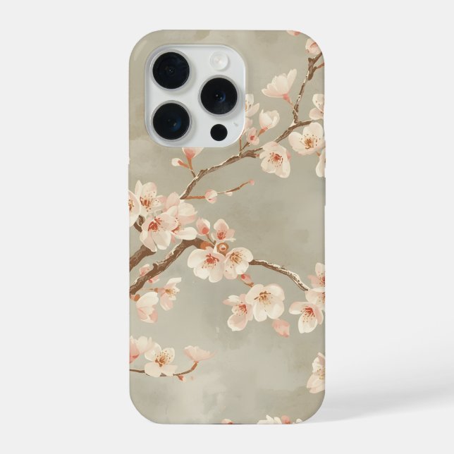 Vintage Cherry Blossom Sakura Branch iPhone Case (Back)