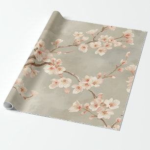 Vintage Cherry Blossom Sakura Branch Wrapping Paper