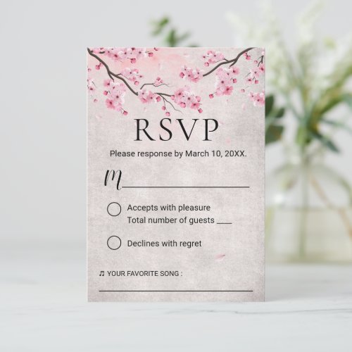 Vintage Cherry Blossom Spring Wedding RSVP