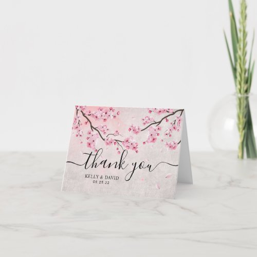 Vintage Cherry Blossom Spring Wedding Thank You