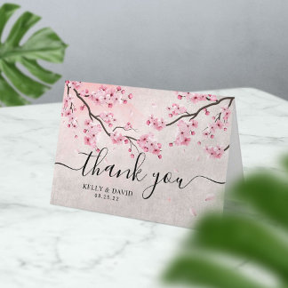 Vintage Cherry Blossom Spring Wedding Thank You