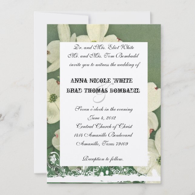 Vintage Cherry Blossom Wedding Invitation (Front)