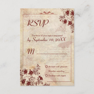 Vintage Cherry Blossom Wedding RSVP invitation