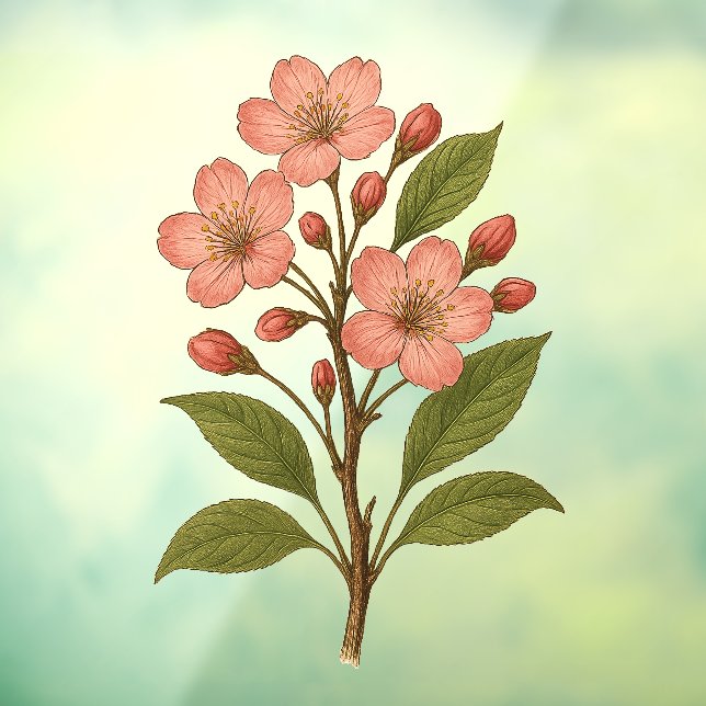 Vintage Cherry Blossom Window Cling (Sheet 3)