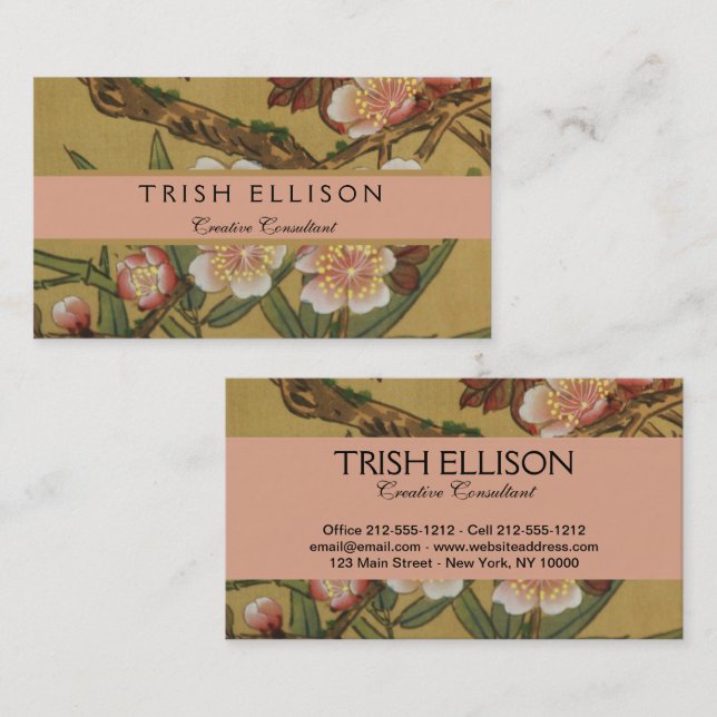 Vintage Cherry Blossoms Asian Japanese Flowers Business Card (Front/Back)