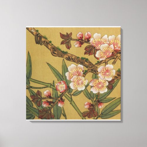 Vintage Cherry Blossoms Asian Japanese Flowers Canvas Print