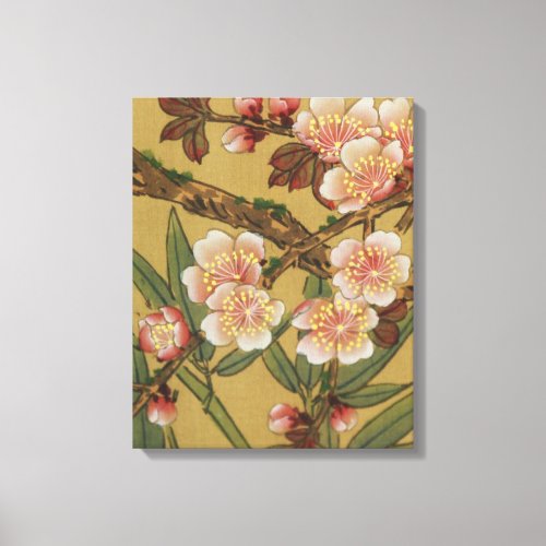 Vintage Cherry Blossoms Asian Japanese Flowers Canvas Print