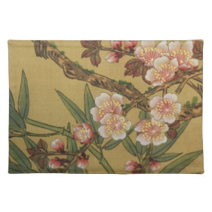 Vintage Cherry Blossoms Asian Japanese Flowers Cloth Placemat
