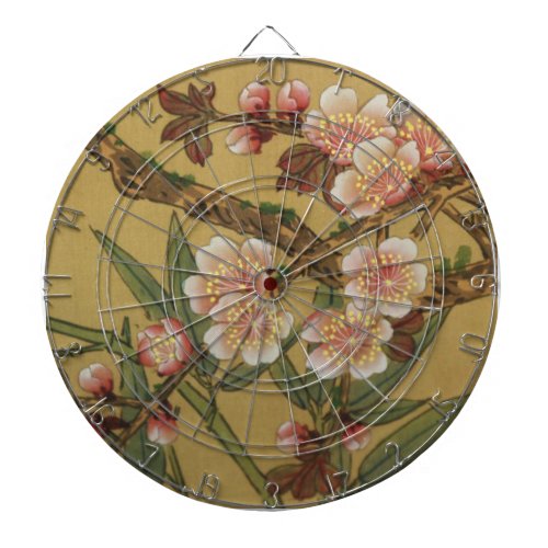 Vintage Cherry Blossoms Asian Japanese Flowers Dartboard With Darts
