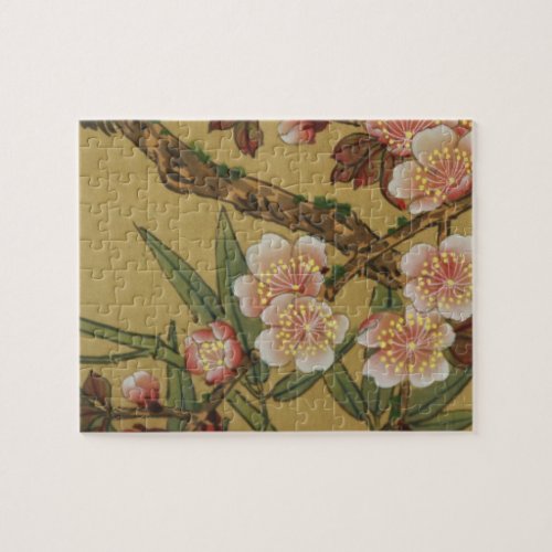 Vintage Cherry Blossoms Asian Japanese Flowers Jigsaw Puzzle