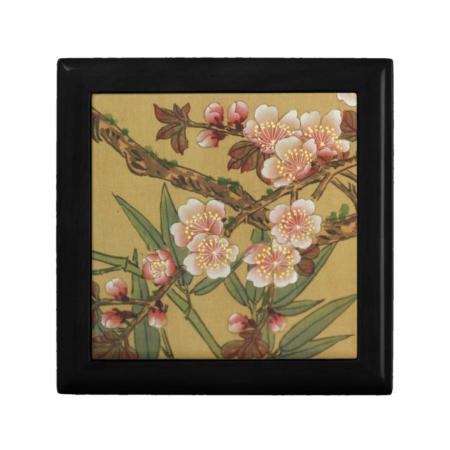 Vintage Cherry Blossoms Asian Japanese Flowers Keepsake Box (Front)